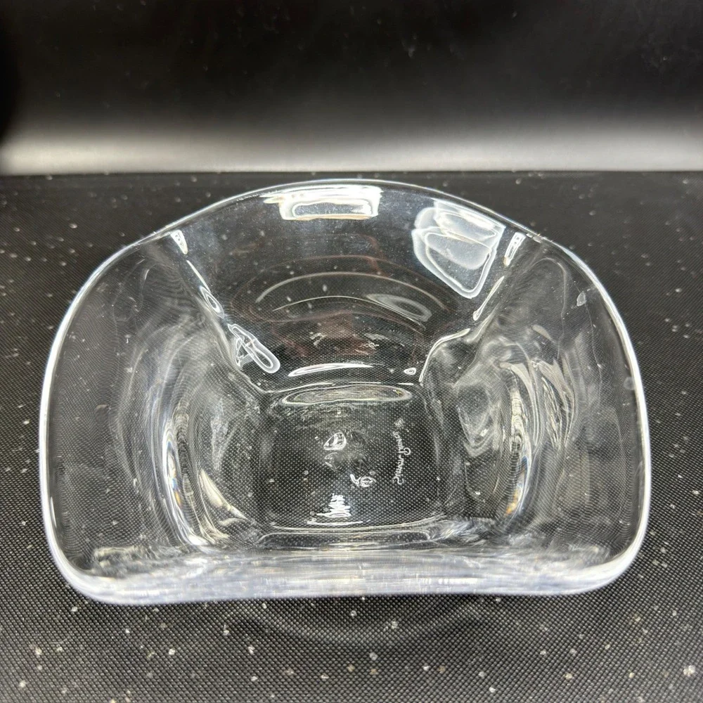 Simon Pearce Woodbury Glass Bowl Clear Hand Blown Signed Crystal Dish‎ Bowl VTG